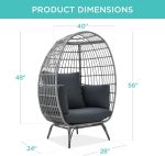 Best Choice Products Wicker Egg Chair, Oversized Indoor Outdoor Lounger for Patio, Backyard, Living Room w/ 4 Cushions, Steel Frame, 440lb Capacity - Ivory - Image 20